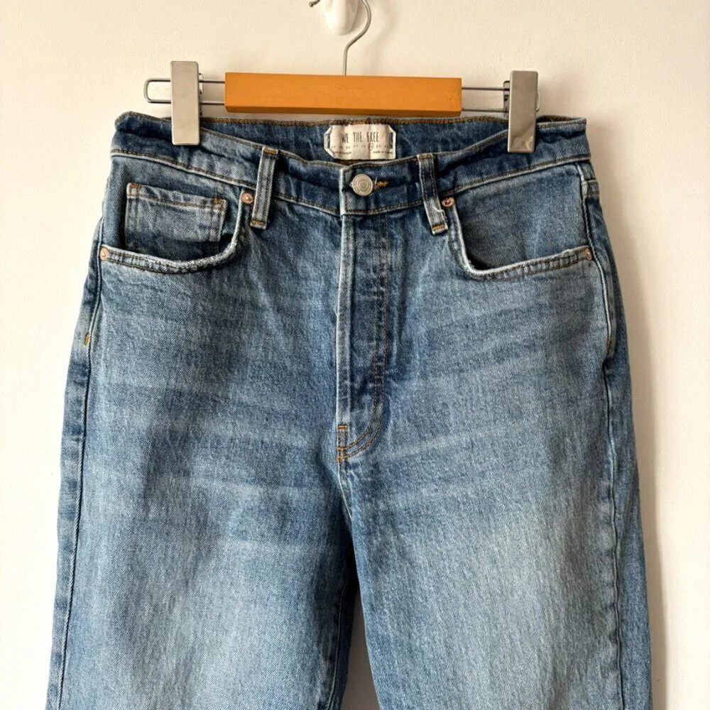 Free People Raw Hem Distressed Blue Denim Jeans Size 29